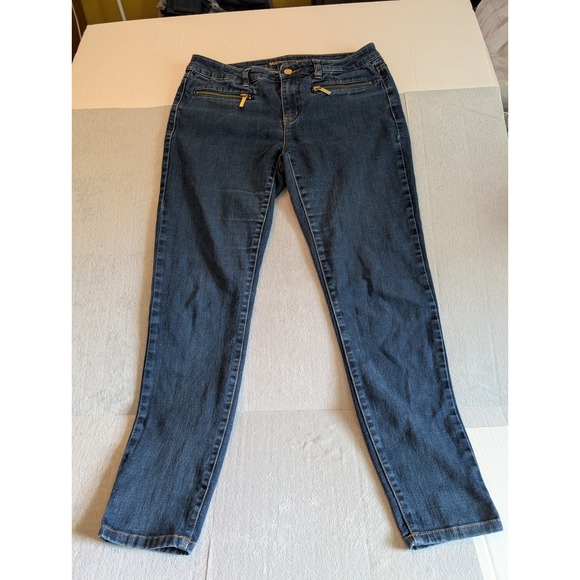 Michael Kors Denim - Michael Kors Skinny Jeans Women's 6 Blue Stretch Denim Gold Zip Pocket Detail